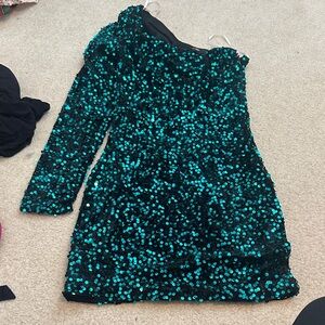 Lulu's Teal Sequin Formal Dress
